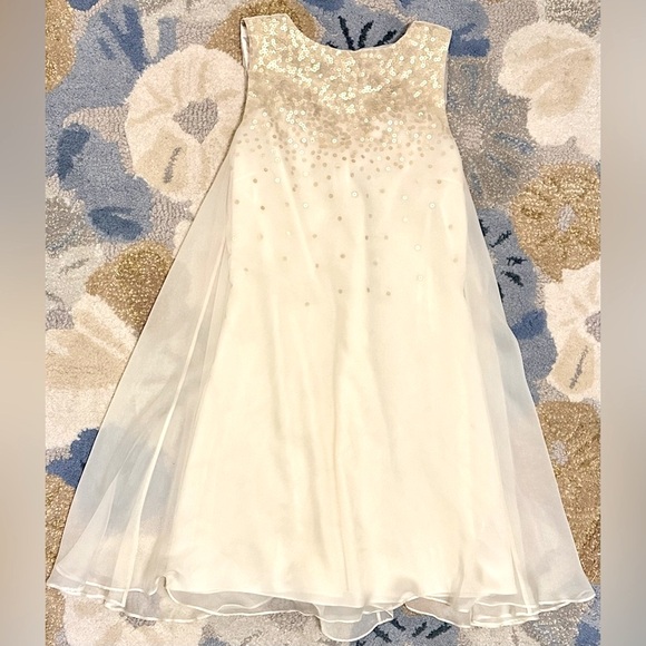 Ted Baker London Just For You Hasse Chiffon Over Gold Sequined A-line Mini Dress - Picture 3 of 9